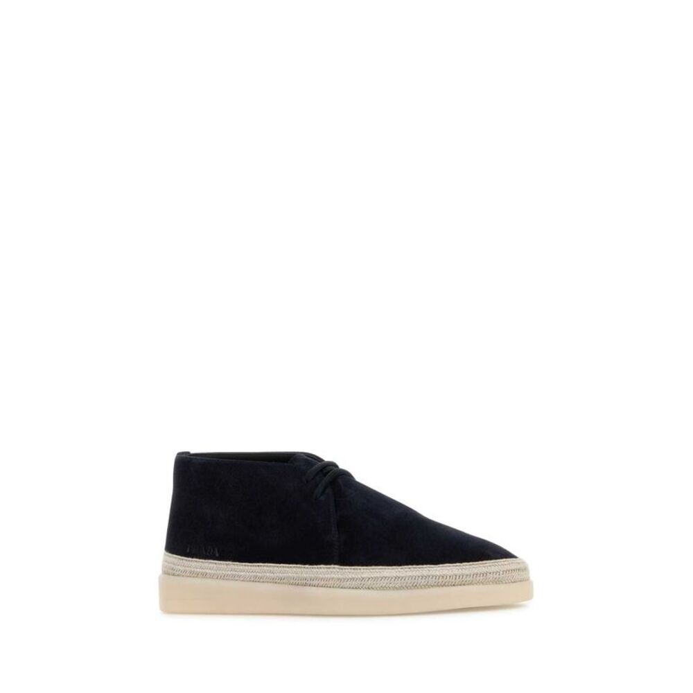 Prada Men Midnight Blue Suede Ankle Boots - Picture 2 of 2